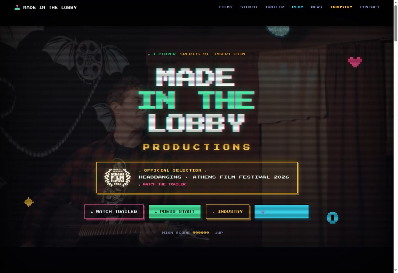 Screenshot of Made in the Lobby Productions website